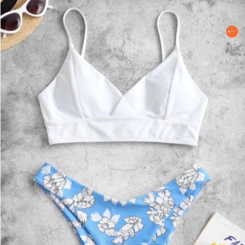 Zaful Lace Up Back High Cut Bikini Swimsuit